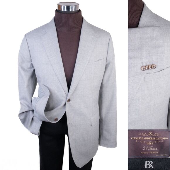 Banana Republic Vitale Barberis 21 Micron Wool 46L Sport Coat Tailored Slim EUC - Picture 1 of 15